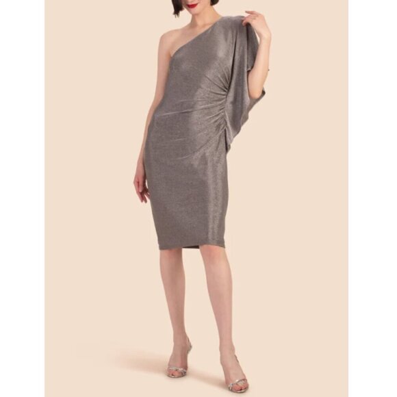 Trina Turk Dresses & Skirts - Trina Turk 'Ratio' One-Shoulder Metallic Jersey Dress, Mercury Silver